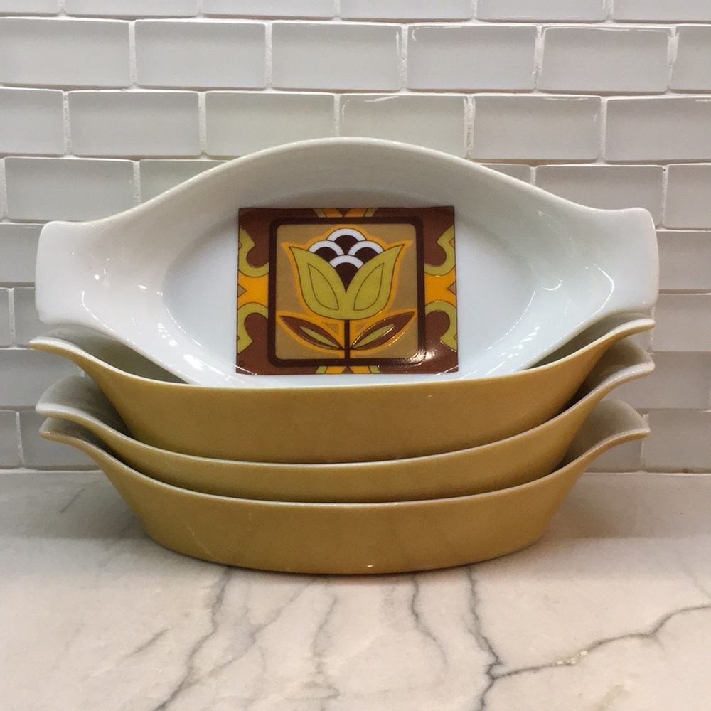 Vintage Baking Serving Dish X4 Mid Century Retro